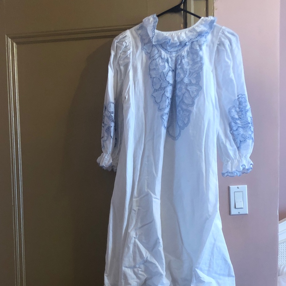 Elegant White and Blue Kids Formal Dress